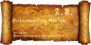 Kolozsváry Márk névjegykártya